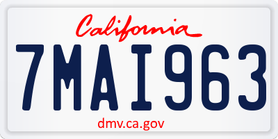CA license plate 7MAI963