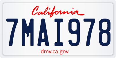 CA license plate 7MAI978