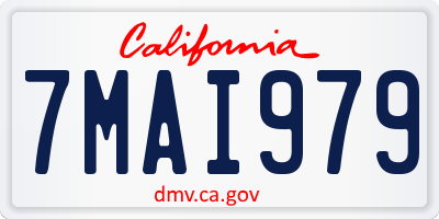 CA license plate 7MAI979