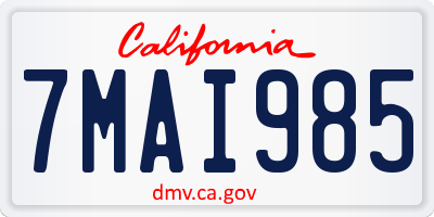 CA license plate 7MAI985