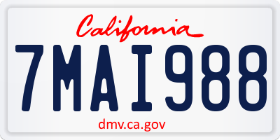 CA license plate 7MAI988