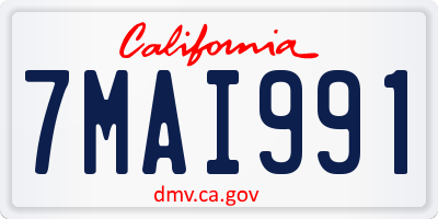 CA license plate 7MAI991