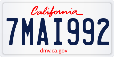 CA license plate 7MAI992