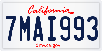 CA license plate 7MAI993