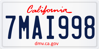 CA license plate 7MAI998