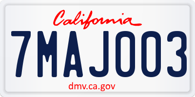 CA license plate 7MAJ003
