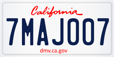 CA license plate 7MAJ007