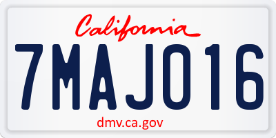 CA license plate 7MAJ016