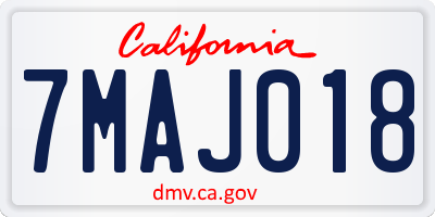 CA license plate 7MAJ018