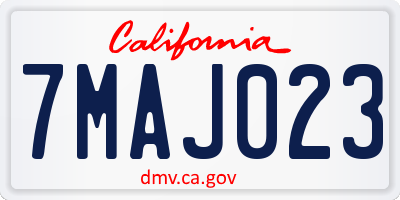 CA license plate 7MAJ023