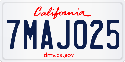 CA license plate 7MAJ025