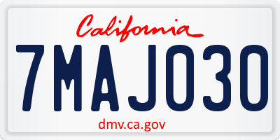 CA license plate 7MAJ030
