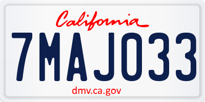 CA license plate 7MAJ033