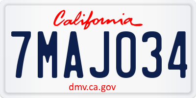 CA license plate 7MAJ034