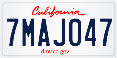 CA license plate 7MAJ047