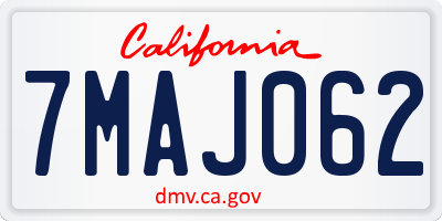 CA license plate 7MAJ062