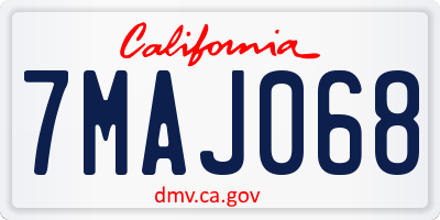 CA license plate 7MAJ068