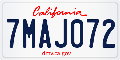 CA license plate 7MAJ072