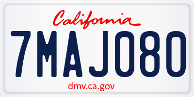 CA license plate 7MAJ080