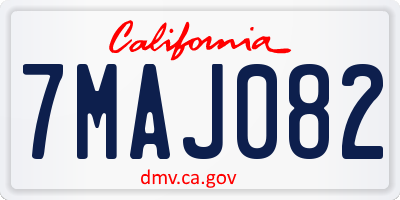 CA license plate 7MAJ082