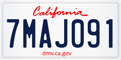 CA license plate 7MAJ091
