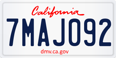 CA license plate 7MAJ092