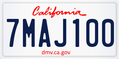 CA license plate 7MAJ100