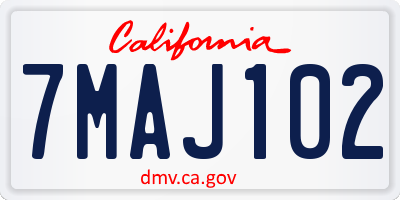 CA license plate 7MAJ102