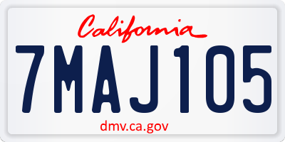 CA license plate 7MAJ105