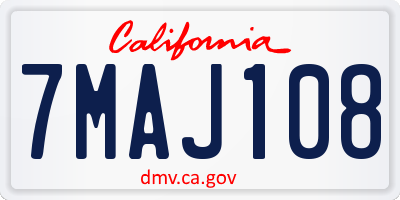 CA license plate 7MAJ108