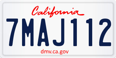 CA license plate 7MAJ112