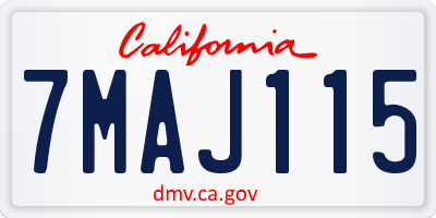 CA license plate 7MAJ115