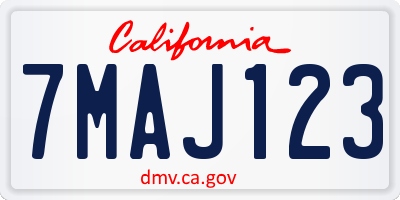 CA license plate 7MAJ123