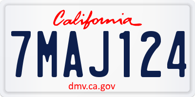 CA license plate 7MAJ124