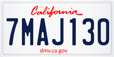 CA license plate 7MAJ130