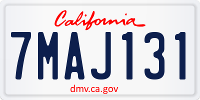CA license plate 7MAJ131