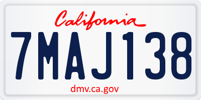 CA license plate 7MAJ138