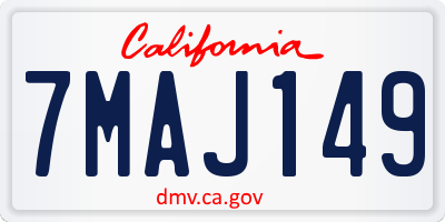 CA license plate 7MAJ149