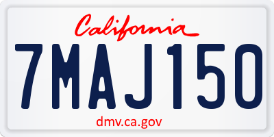 CA license plate 7MAJ150