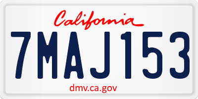 CA license plate 7MAJ153