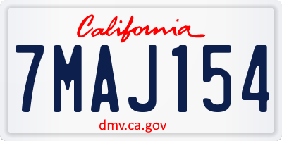 CA license plate 7MAJ154