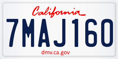 CA license plate 7MAJ160
