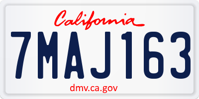 CA license plate 7MAJ163