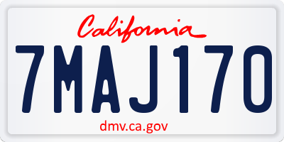 CA license plate 7MAJ170