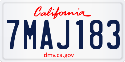 CA license plate 7MAJ183