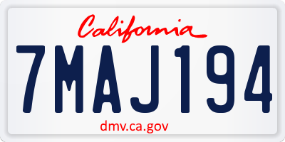 CA license plate 7MAJ194