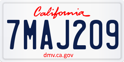 CA license plate 7MAJ209