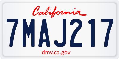 CA license plate 7MAJ217
