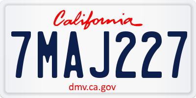 CA license plate 7MAJ227