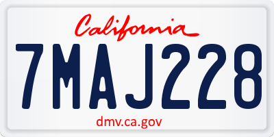 CA license plate 7MAJ228